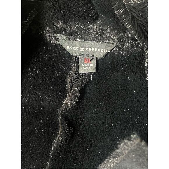 Rock & Republic Faux Fur Vegan Suede Black Moto Jacket Size XL - Picture 5 of 5